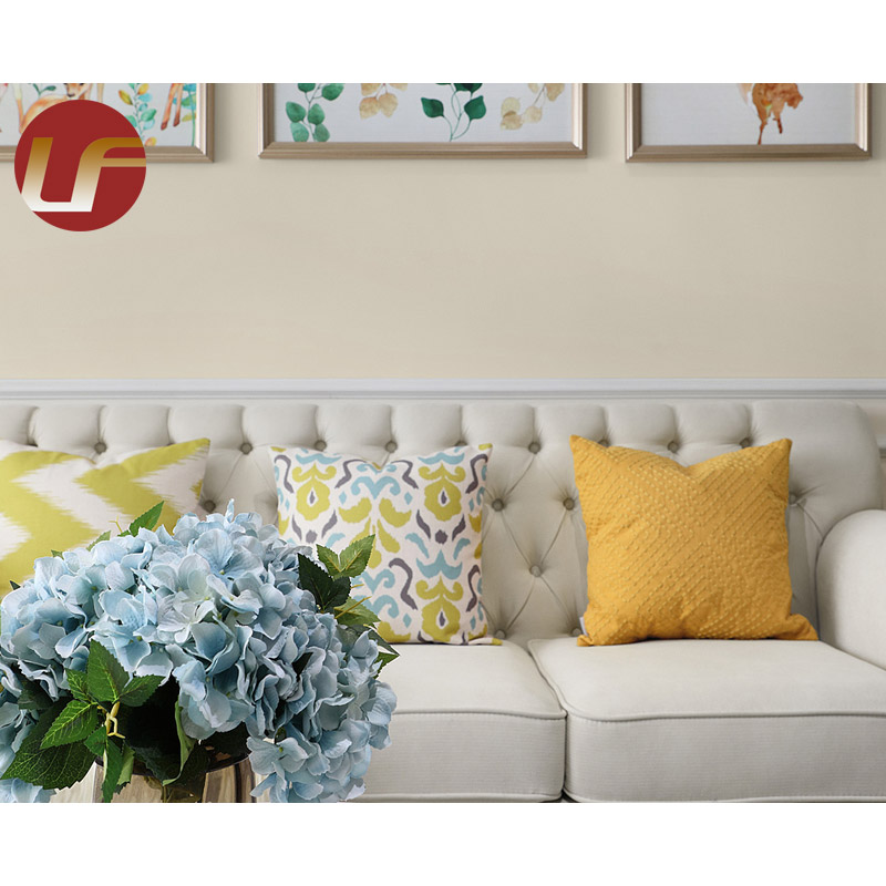 Luxury Fashionable Style Fabric Leather Sofa Set for Hotel Living Room Furniture Stainless Steel Side Table