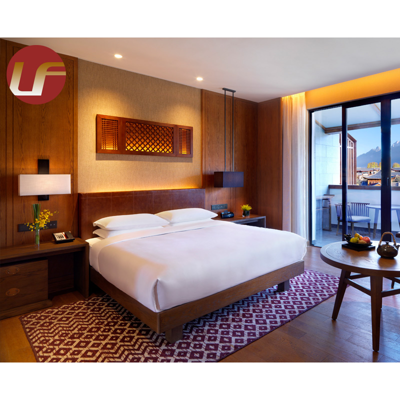Super 8 Dark Walnut Customized King Size Hotel Bedroom Sets Hotel Bed Room Furniture Set