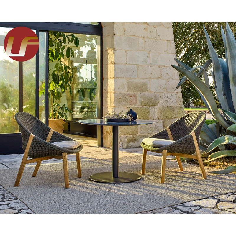 Outdoor Furniture Wooden Garden Chair Metal Aluminum Rope Woven Dining Garden Chairs