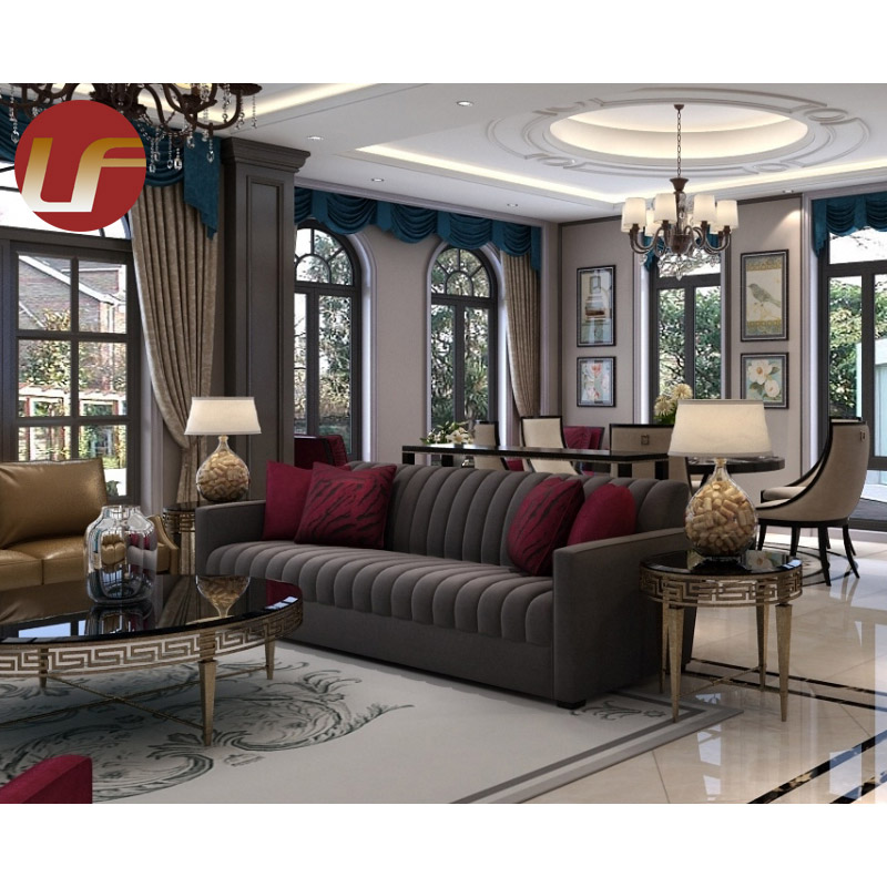 Modern Home Furniture Solid Wood Frame Living Room Fabric 3 Seater Sofa Sets