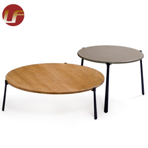 High Quality Design Patio Garden Metal Wood Grain Outdoor Tables Round Garden Furniture Dining Table Aluminum