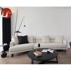 Hotel Living Room Furniture Hotel Light Luxury Wrought Black Wooden Frame Fabric Cushion Latest Sofa Sets