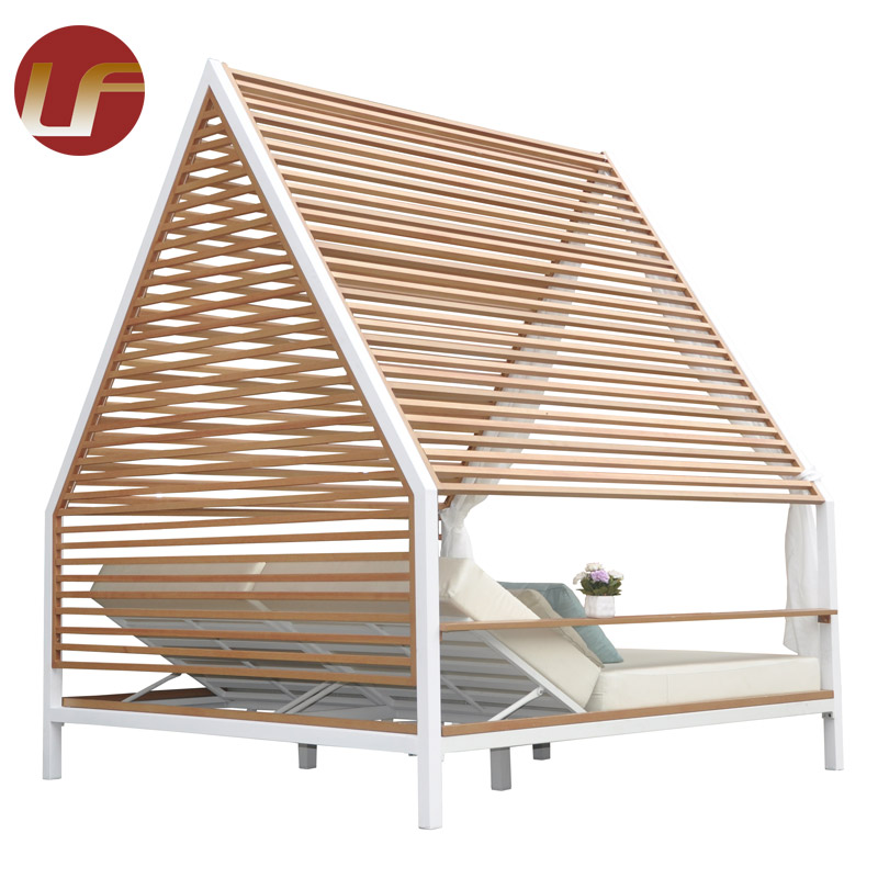 Triangle Shape Wicker Daybed Outdoor Sun Bed Patio Chaise Lounge Daybed Garden Furniture Rattan Day Bed