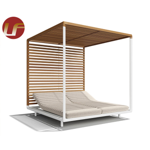 Most Popular Outdoor Furniture Rattan Daybed with Canopy Sun Bed Lounge Rattan Bed Wicker Cabana No Curtain